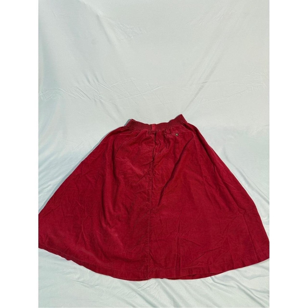 Karen Scott Vintage 90s Crimson Red Corduroy Button Front Midi Skirt Womens 10 - Picture 2 of 3